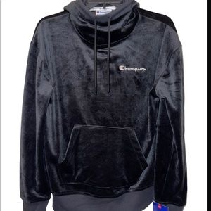 Velvety Velour Black Champions Hoodie Brand
new with tags